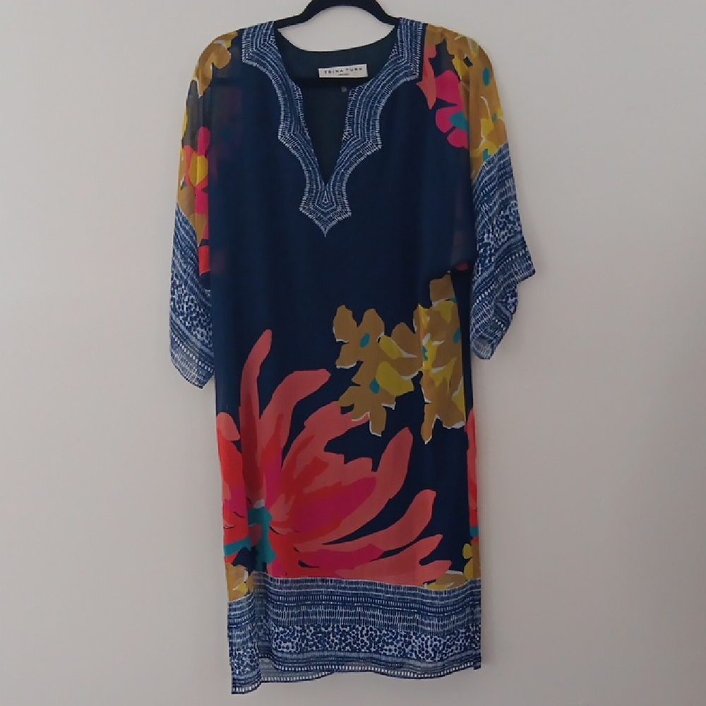 Trina Turk Floral Sheer Overlay  Dress - Multicolor #3089